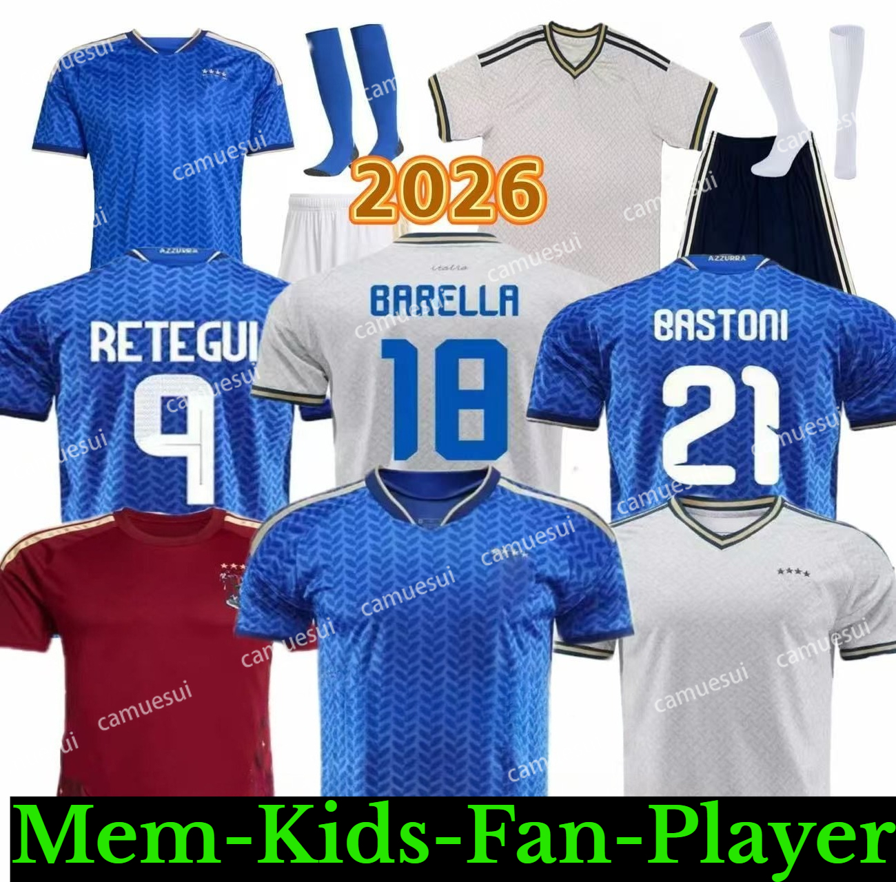 2026 World Cup Kit italy jersey soccer jerseys men kids football shirts away home RETEGUI BARELLA FRATTESI PELLEGRINI set goalkeeper