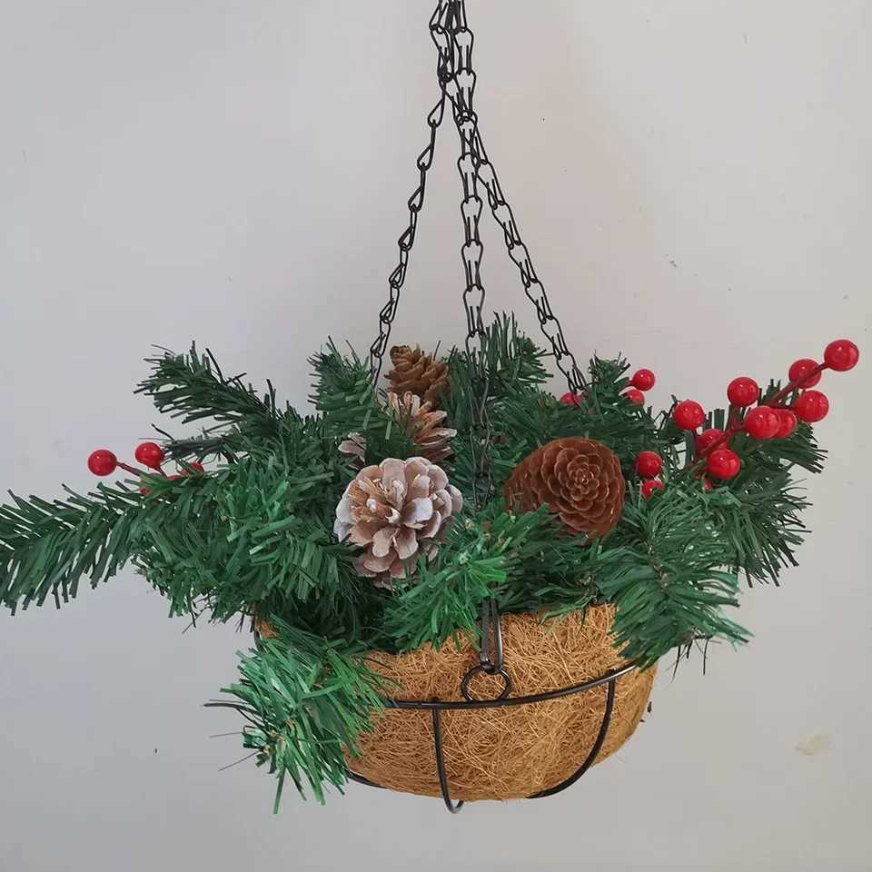 Artificial Hanging Basket Christmas Flower Basket Colorful Flower Arrangement Hassle-Free Maintenance 302515cmM251115