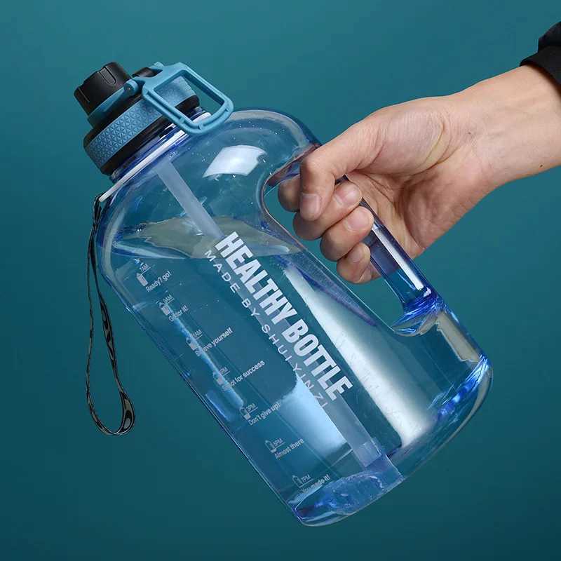 22L Large Capacity Water Cup Sports Fitness Gallon Straw Big Water Bottle High Temperature Resistant Plastic Ton BarrelW251114