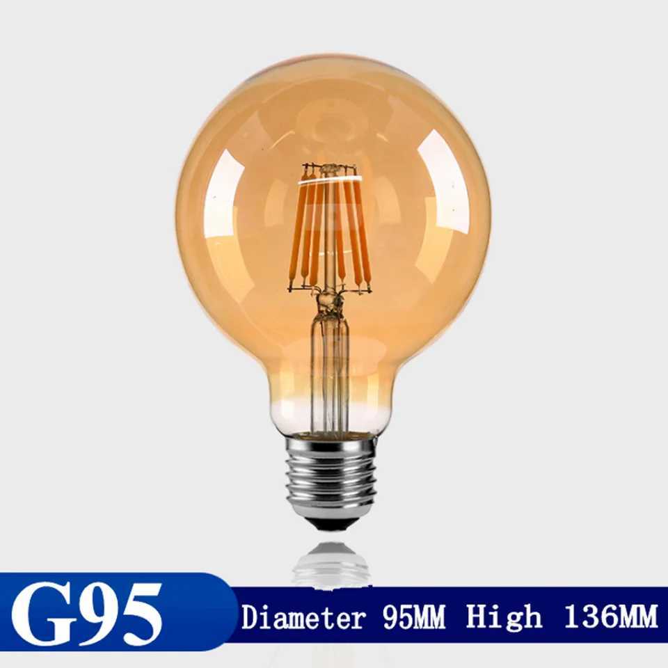 Retro COB Glass Bulb E27 220V 8W 40W G80 G95 G125 Ampoule Vintage Edison bulb Incandescent Lamp Filament Light Bulb Home Decor C251115