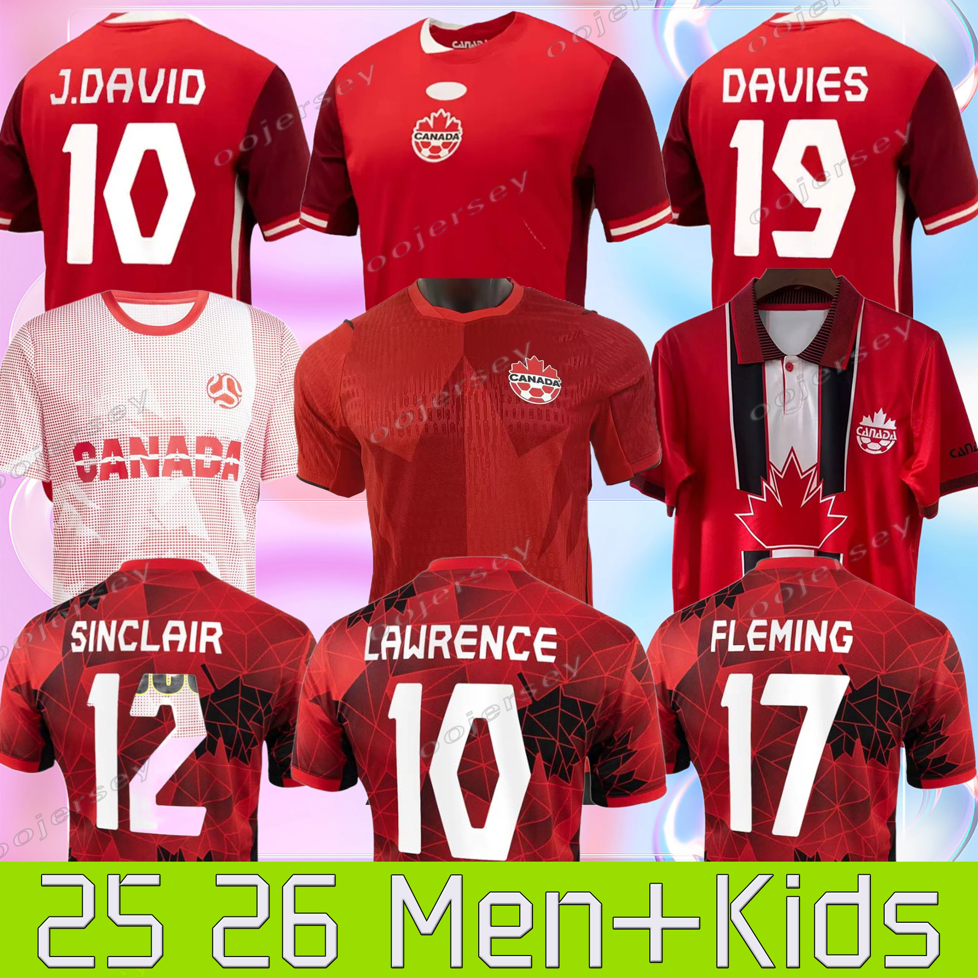 2024 Canada Soccer Jerseys KIDS KIT DAVIES J.DAVID 23 24 25 UGBO LARIN MILLAR EUSTAQUIO CAVALLINI 2023 football T shirts home away third MEN WOMEN national team 888