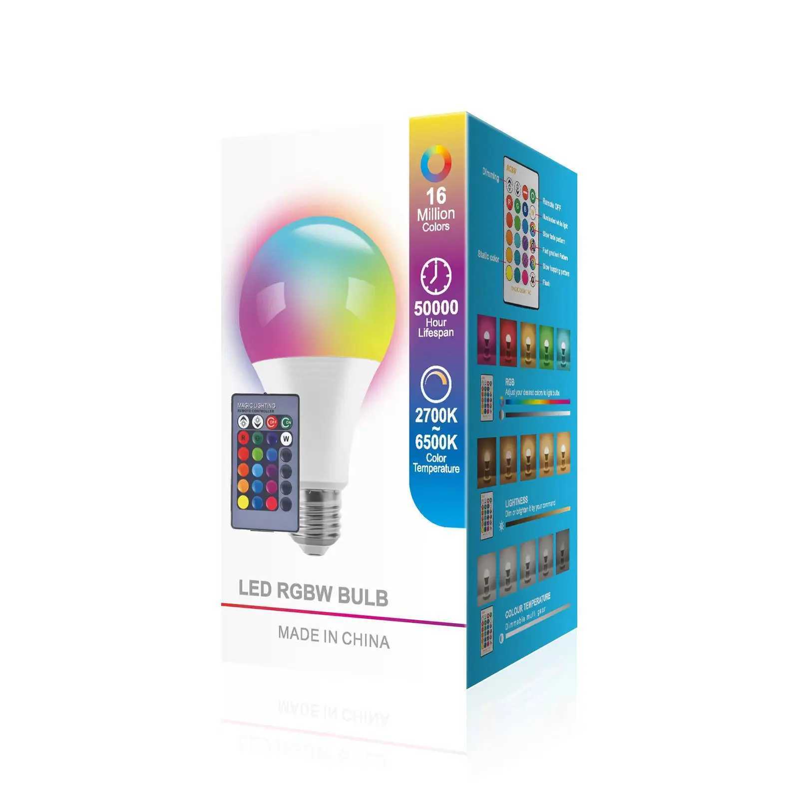 16 Colors RGB Bulb LED Multicolor Bulb E27 Base 220V Household Lighting Dimmable 24 Key Remote Control Atmosphere Neon Light C251115