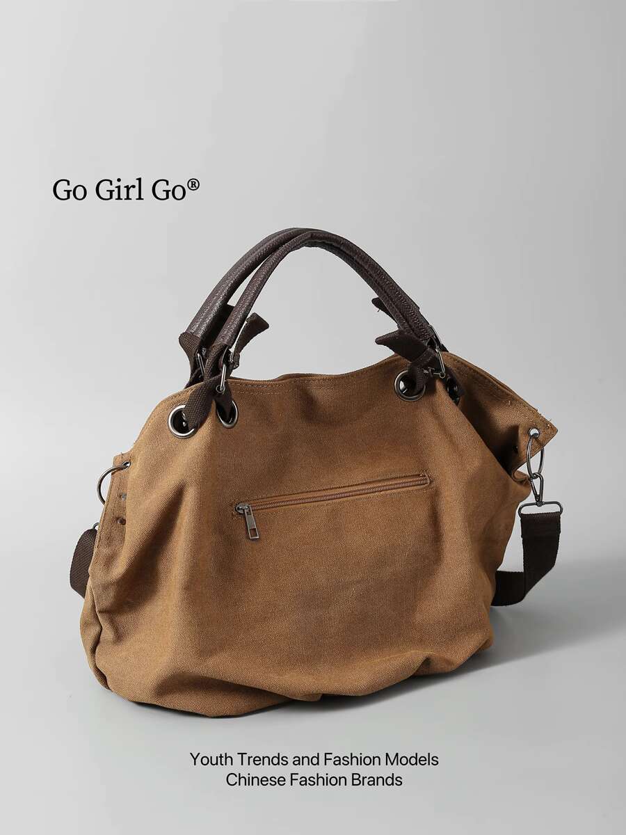 2025 New American Workwear Commuting Can Be Slung Over Canvas In Maillard Color Series Tote Bag