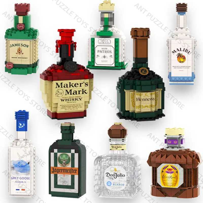 Building block whiskey bottle simulated grape wine bottle assembly building block creative building block decoration home decoration M250415