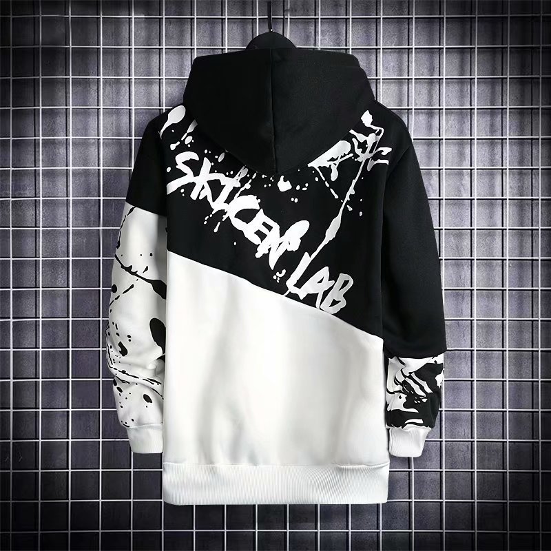 Hip hop splash ink Hoodie mens trend long sleeve top in spring and autumn new loose coat Hoodie