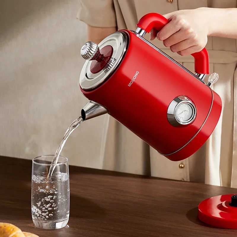 18L Retro Electric Kettle With Mechanical Thermometer Boil Water Tea Pot 304 Stainless Steel Insulation Pot Kettles 220V Y251114