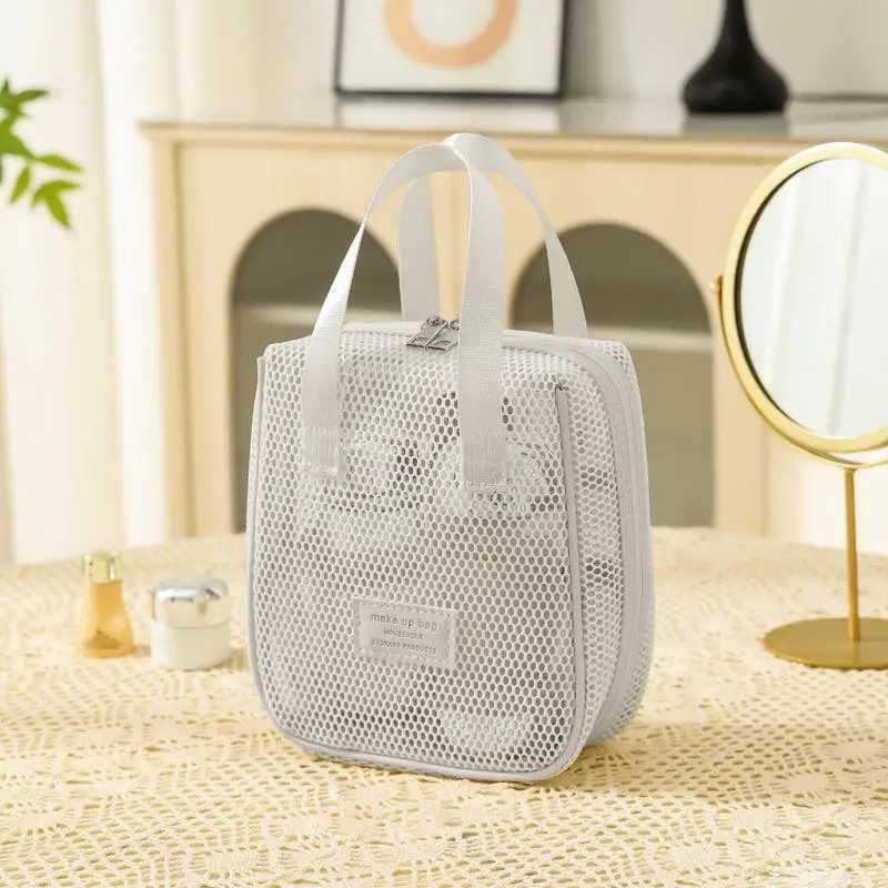 Mesh Makeup Bag Zipper Toilet Organizer Makeup Bag Multi functional Female Lipstick Key Coin Wallet Bag HandbagXJ250415