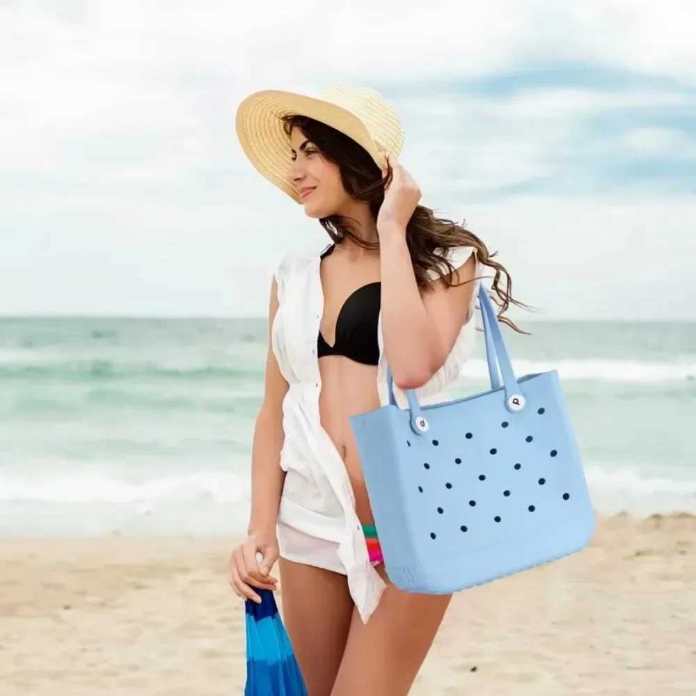 Fashionable rubber beach bag waterproof large capacity pool party picnic handbag summer storage bag womens storage bag W250415