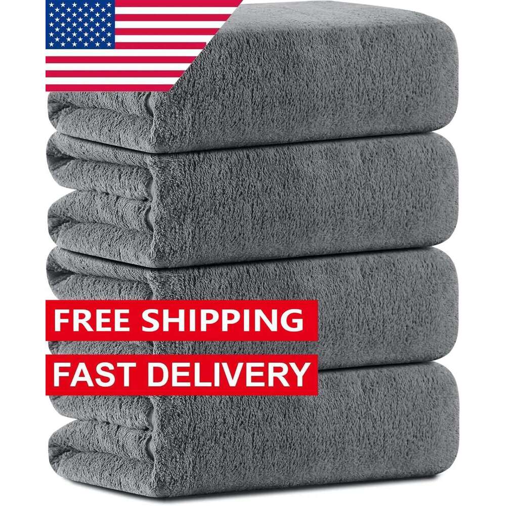 Oversized Set Of 4 Dark Gray Extra Large Bath Sheets For Adults 35X70in Ultra Soft Bathroom Towels Microfiber