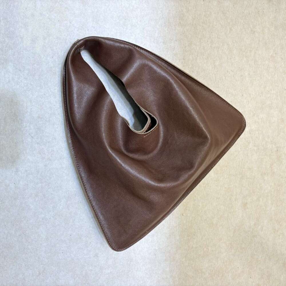 Mm Women's Bags New Vegetable Tanned Cowhide Triangle Genuine Leather Cloud Handbag, Armpit Single Shoulder Crossbody Bag, Women's Bag