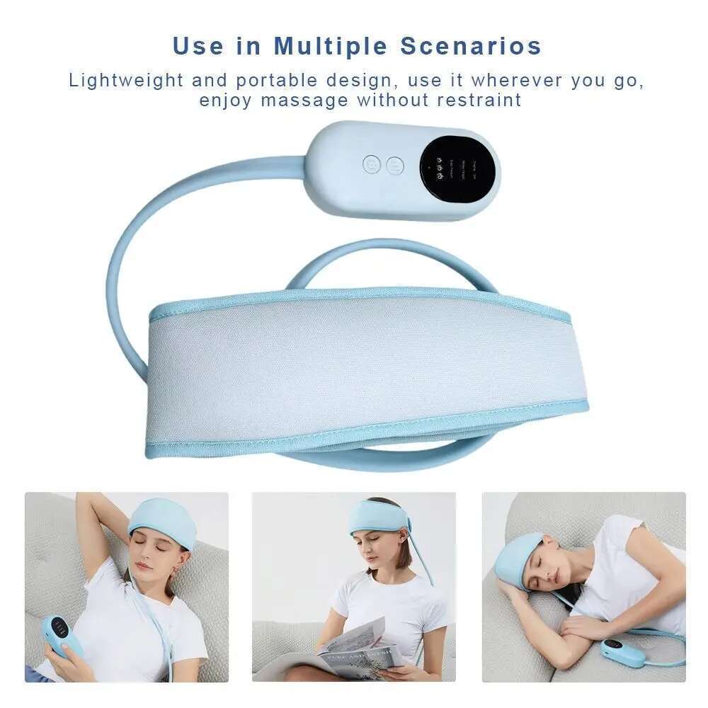 Jinkairui Sleep Aid Head Massager Airbag Wrapping Cap Scalp Massage Instrument with Air Compression Relaxation Rechargeable Use