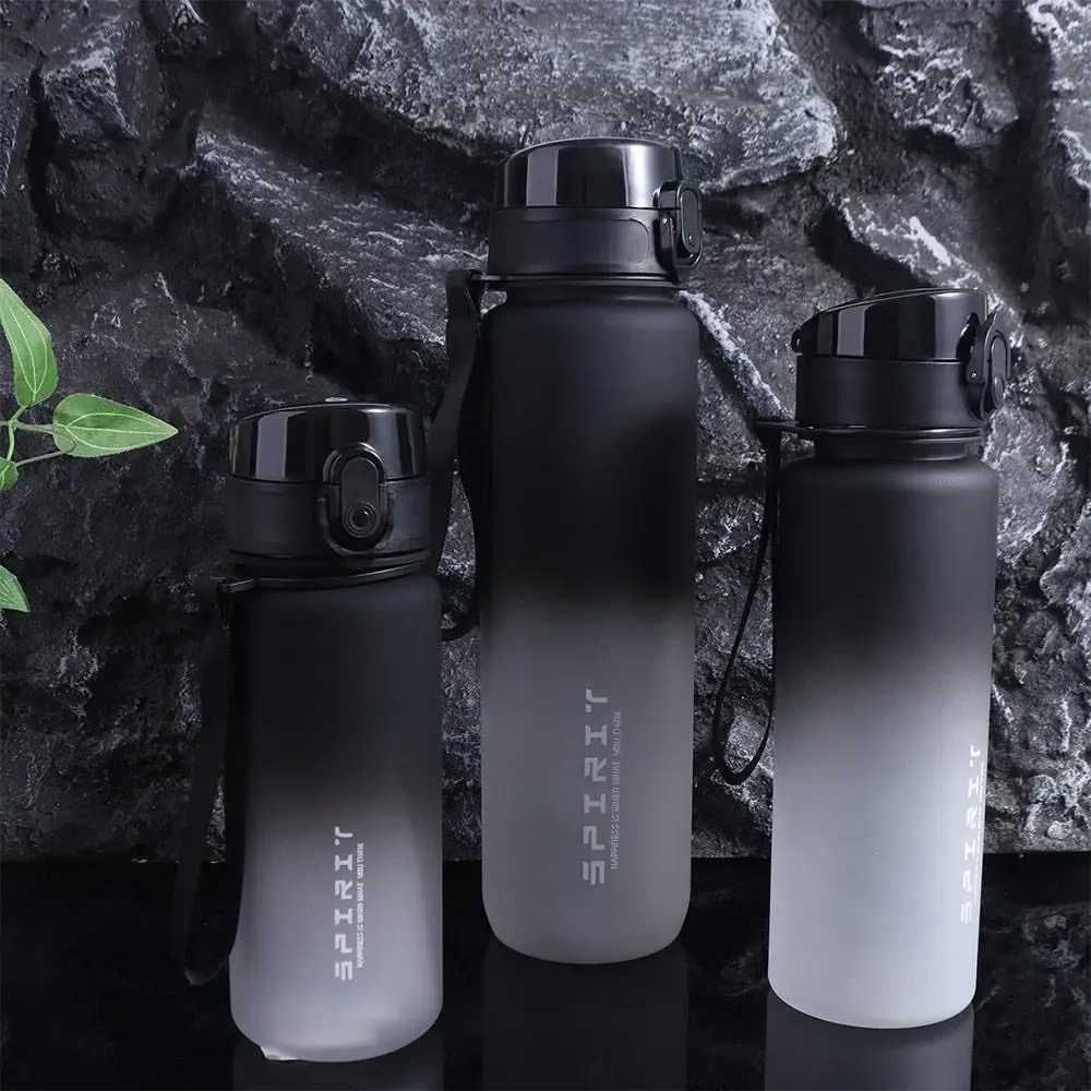 1 Liter Sports Water Bottle Gradient Color Portable Leak Proof Colorful Plastic Cup Large Capacity 500/800/1000mlW251114