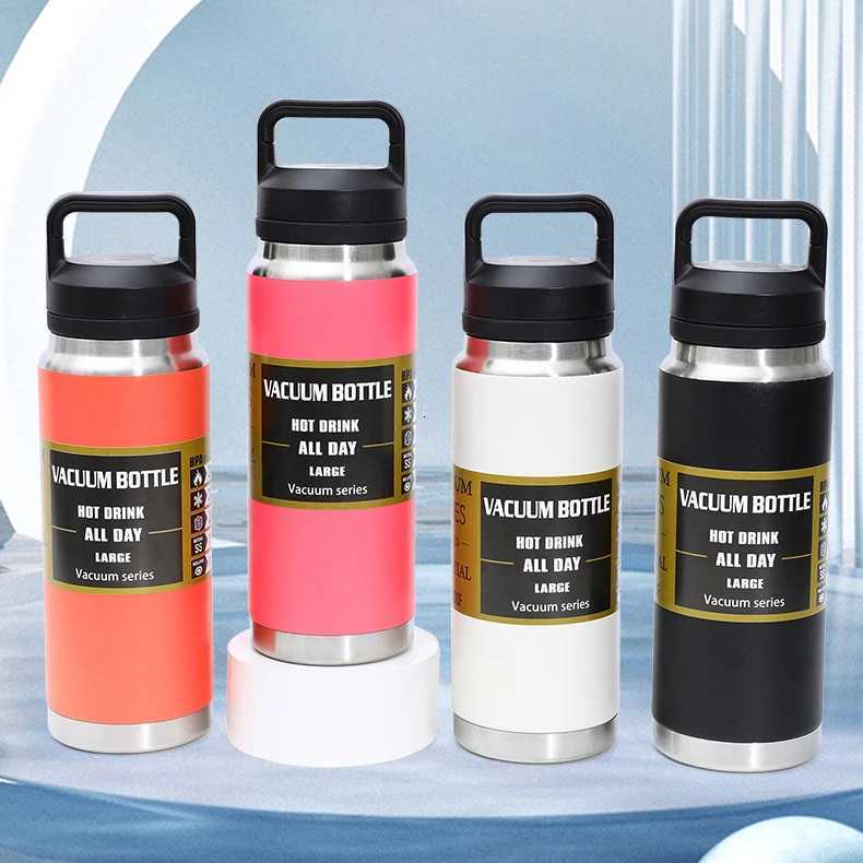 1pc 27oz/800ml Sports Water Bottle Portable Insulated Cup With Handle For Outdoor Camping TravelW251114