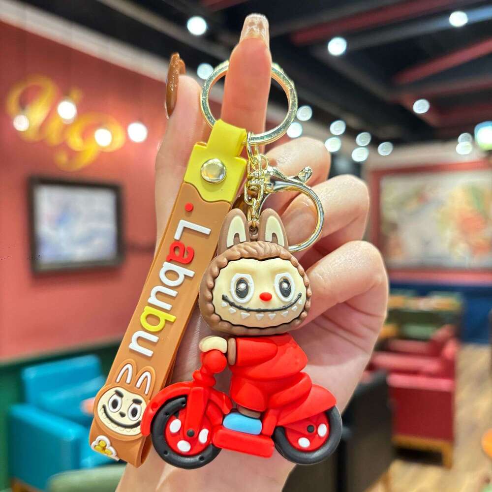 Cartoon Labubu Keychain Plush Doll 3D Keychain Backpack Charm Student Keyring
