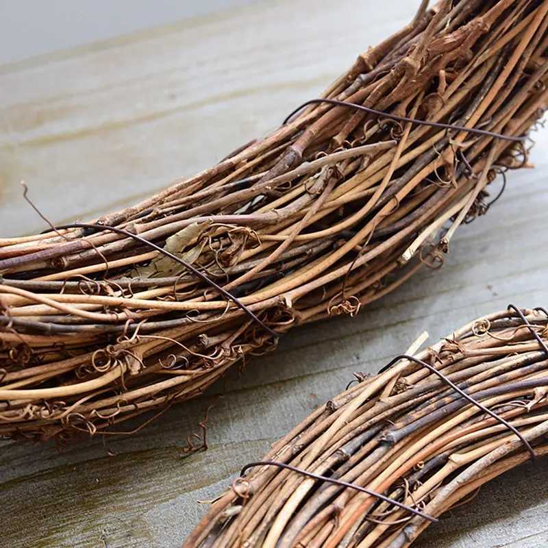 Christmas Natural Dried Rattan Ring Wreath Garland Christmas DIY Craft Door Wall Hanging Pendant Decoration Home Party SuppliesM251115