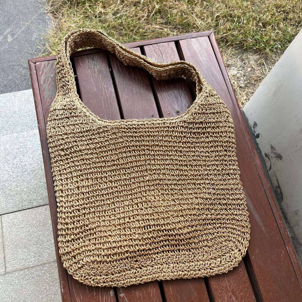 Handmade Beach Bag New Handmade Holiday Vegetable Basket Large Capacity Shoulder Handheld Grass Woven Bag Kq2