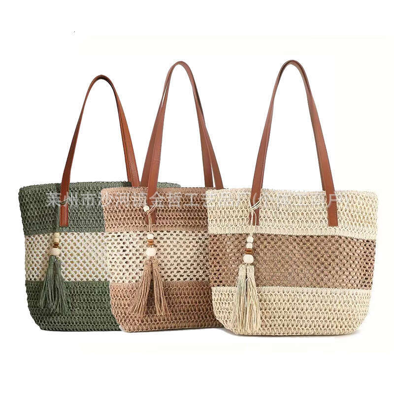 Handmade Beach Bag New Fashion Hollow Shoulder Straw Versatile Handheld Woven Casual Women's Beach Bag Kq2