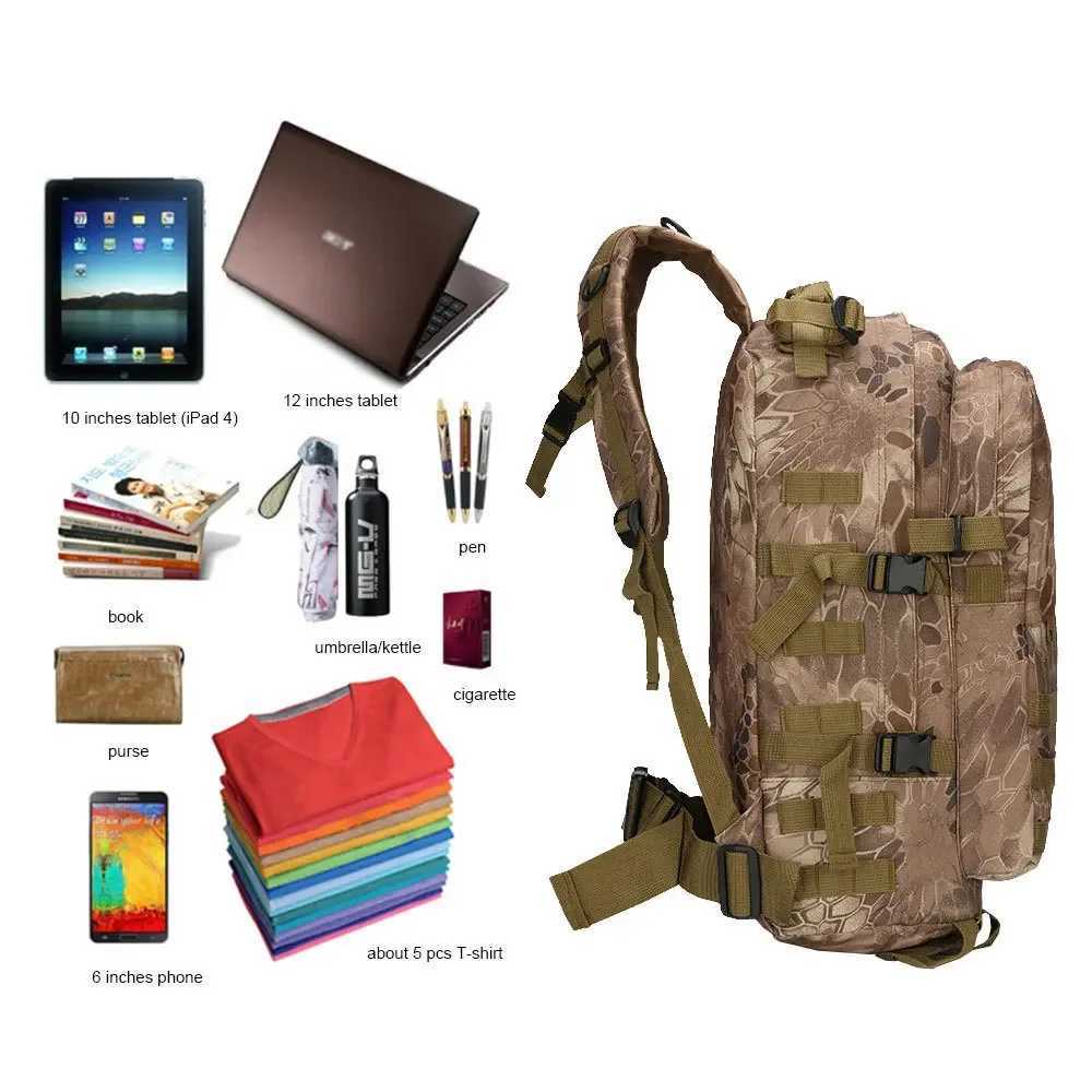 50L 3D Outdoors Tactical Backpack Molle Assault Bag Waterproof Hunting Climbing Hiking Fishing Trekking Travel Mochila RucksackW251114