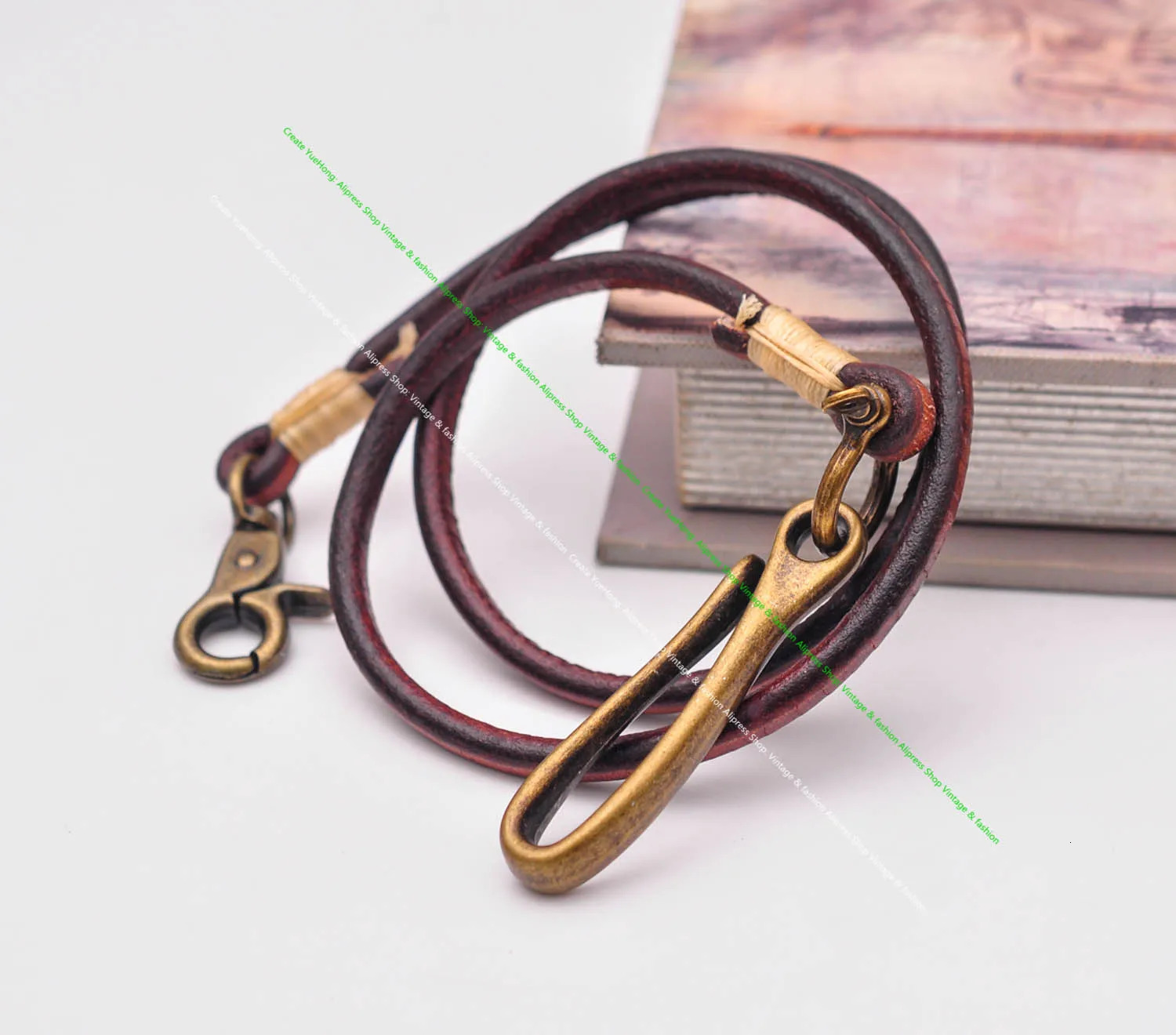 30 Retro Brown Handmade Long Punk Biker Motocycle Trucker 7*5mm Thick Plain Leather Keychain Jean Wallet Chain With Brass Hook 250414