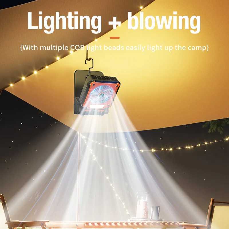 Outdoor camping fan portable USB tent lighting LED multifunctional camping solar electric fan M251115
