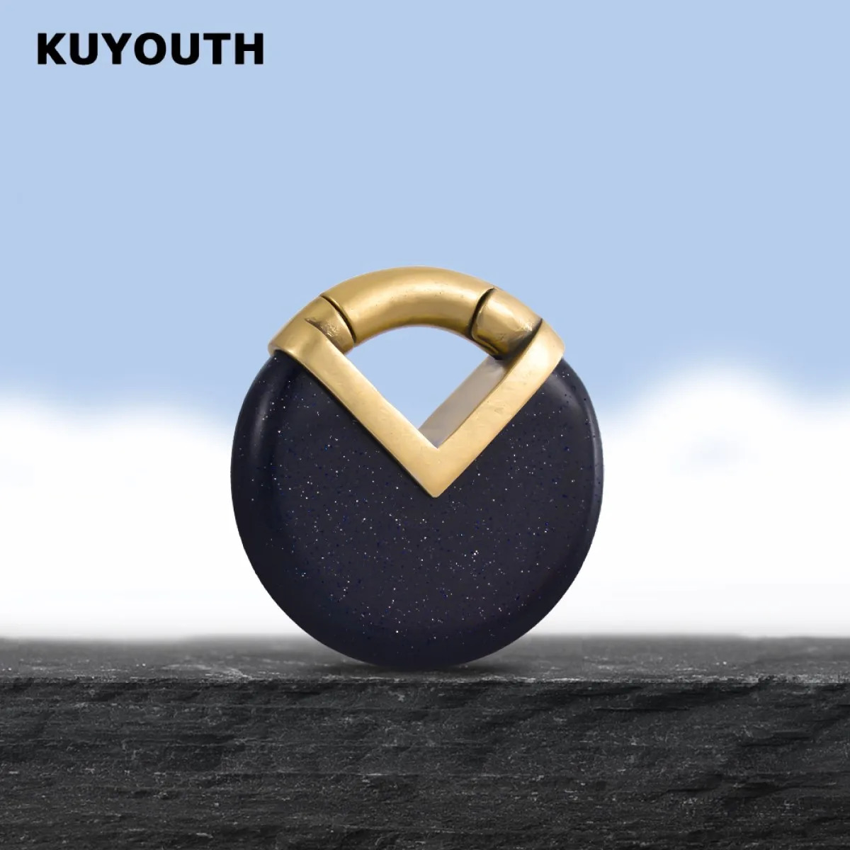 KUYOUTH Stone Round Ear Weight Hang Gauges Expanders Ears Stretchers Copper Magnet Earring Piercing Jewelry 2PCS 250408