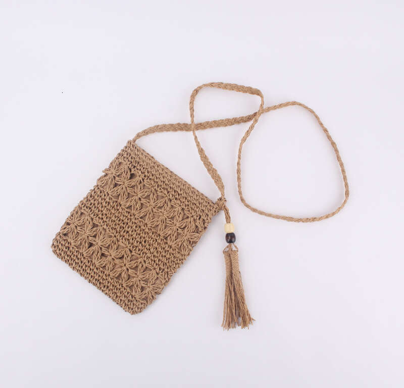 Handmade Beach Bag New Minimalist Hollow Tassel Crossbody Grass Handmade Woven Bag, Summer Vacation Beach Bag Kq2
