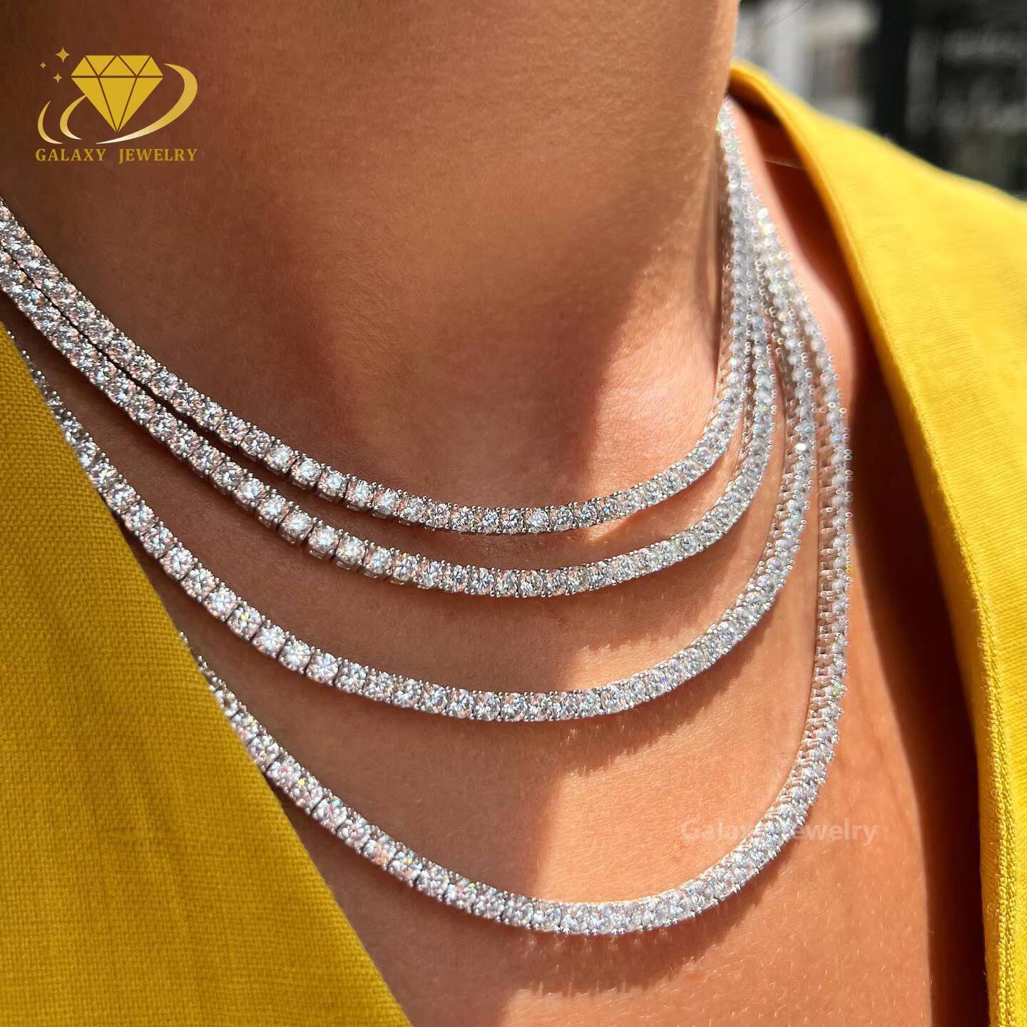 New Arrivals VVS Moissanite S925 Silver Tennis Chains Handmade Diamond Tennis Necklace Iced Out Chain Anniversary Gift for Women