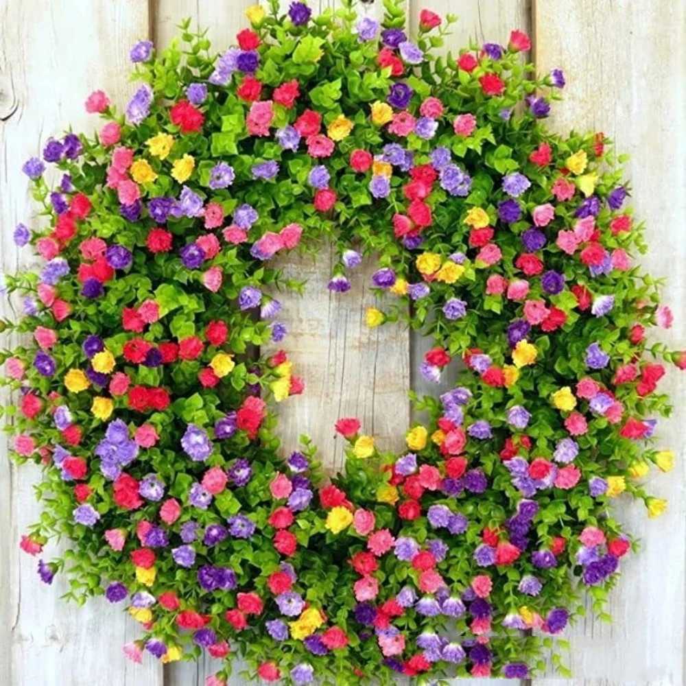 3D Eucalyptus Artificial Wreath 33cm Multicolor Fake Flower 28cm Colorful Garland Hanging DecorM251115