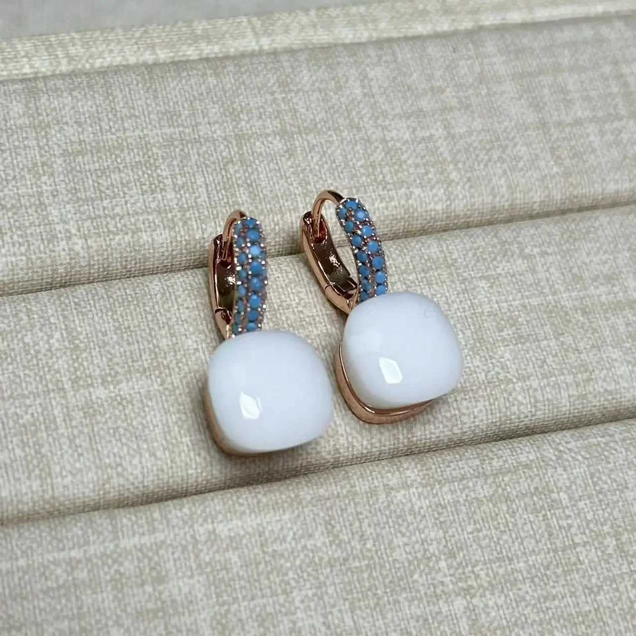 106mm Nudo Earrings Inlay Turquoise Zircon For Women Blue Topaz Drop Candy Square Crystal Earring Fashion Jewelry Gift W251115