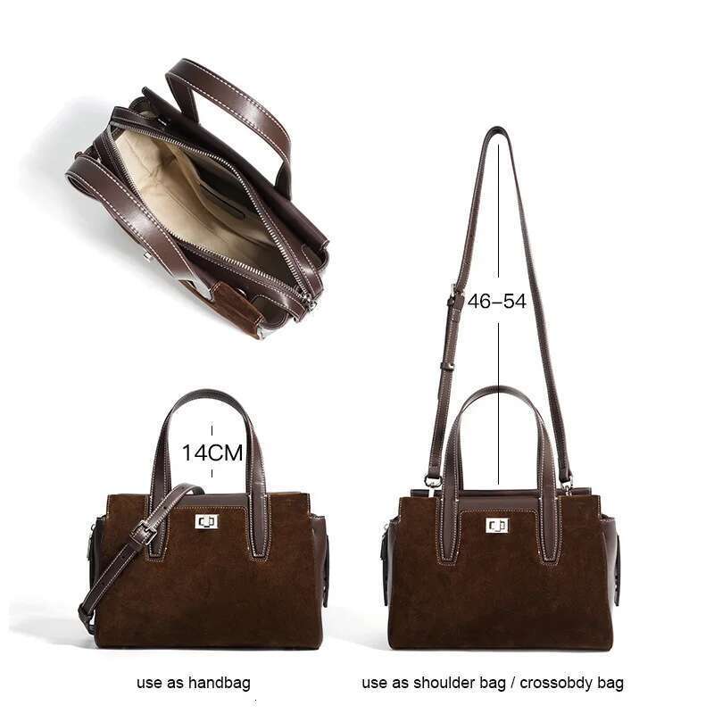 Women 2024 New Early Autumn Shoulder Lady Split Leather Cross-Body Bag Female Large Capacity Fashion Commuting Handbag