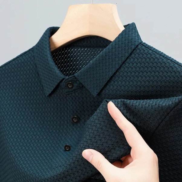 Summer Speed Sale High end New Quick drying Mens Ice Silk Shirt Collar Polo Shirt