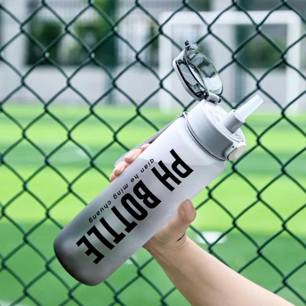 1L Sports Water Bottle with Straw Large Capacity Sports Kettle Leak-Proof Gradient Color Drinking Bottles for Outdoor TravelW251114