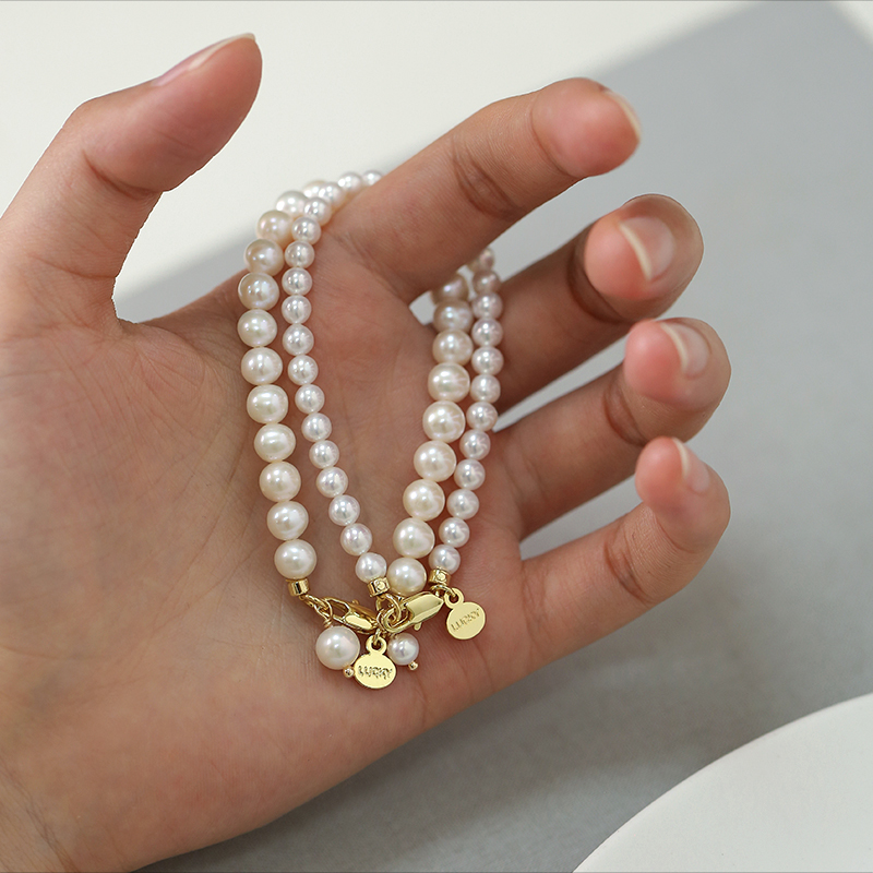 Natural freshwater pearl bracelet, stacked jewelry