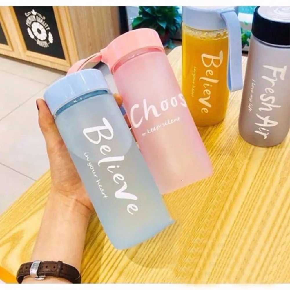 600ml Plastic Transparent Matte Water Cup Outdoor Sports Cold Juice Water Cup Creative Frosted Water Bottle Drinkware CoupleW251114