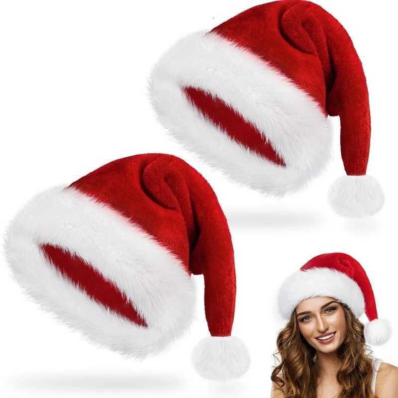 Shiny Red Christmas Party Hat with White Fur Trim - Santa Claus Hat for Holiday Celebrations Birthdays New YearS Eve Y251115