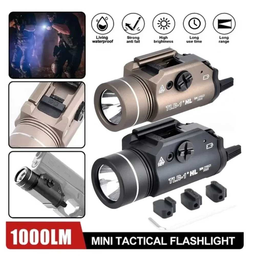 1000 LM TLR-1 Tactical LED Flashlight Hanging Hunting Scout Weapon Gun Light with Rail Locating Keys Fit 20mm Rail for Glock 17 Z251115