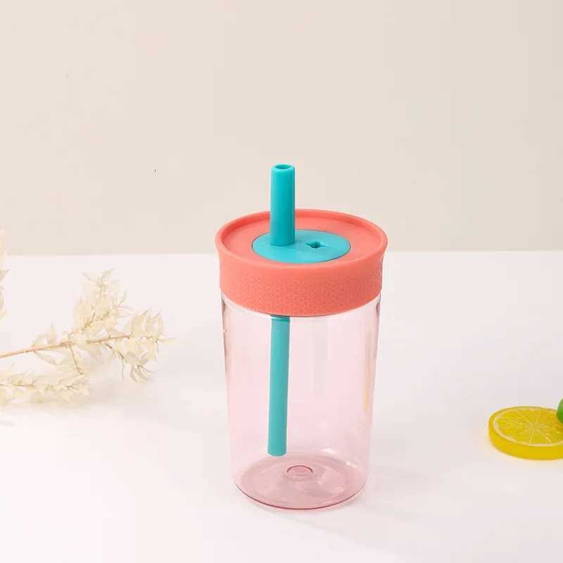 450ML Kawaii Plastic Water Bottle with Lid and Straw for Juice Water and Iced Coffee Cups Mug Drinkware BPA FreeW251114