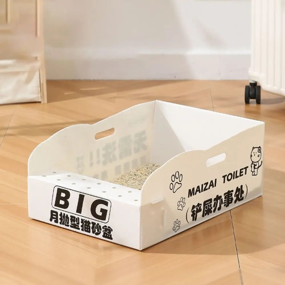 Convenient Foldable Pet Cat Litter Box Waterproof Disposable Cat Litter Tray PP Large Size Cat Toilet Outdoor 250414
