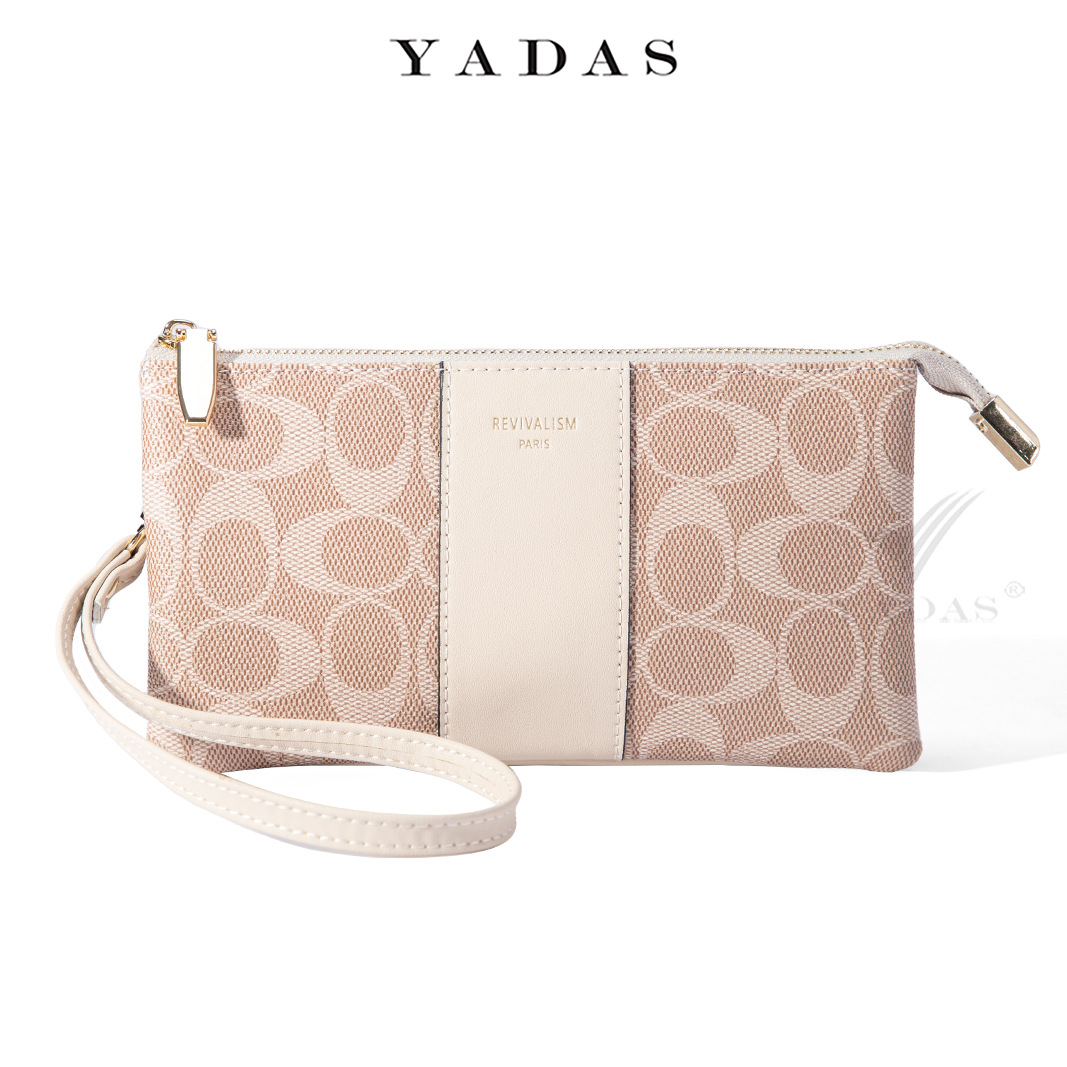 2025 New style classic geometric letter oval printed vintage pattern zipper lady wrist bag clutch bag new design