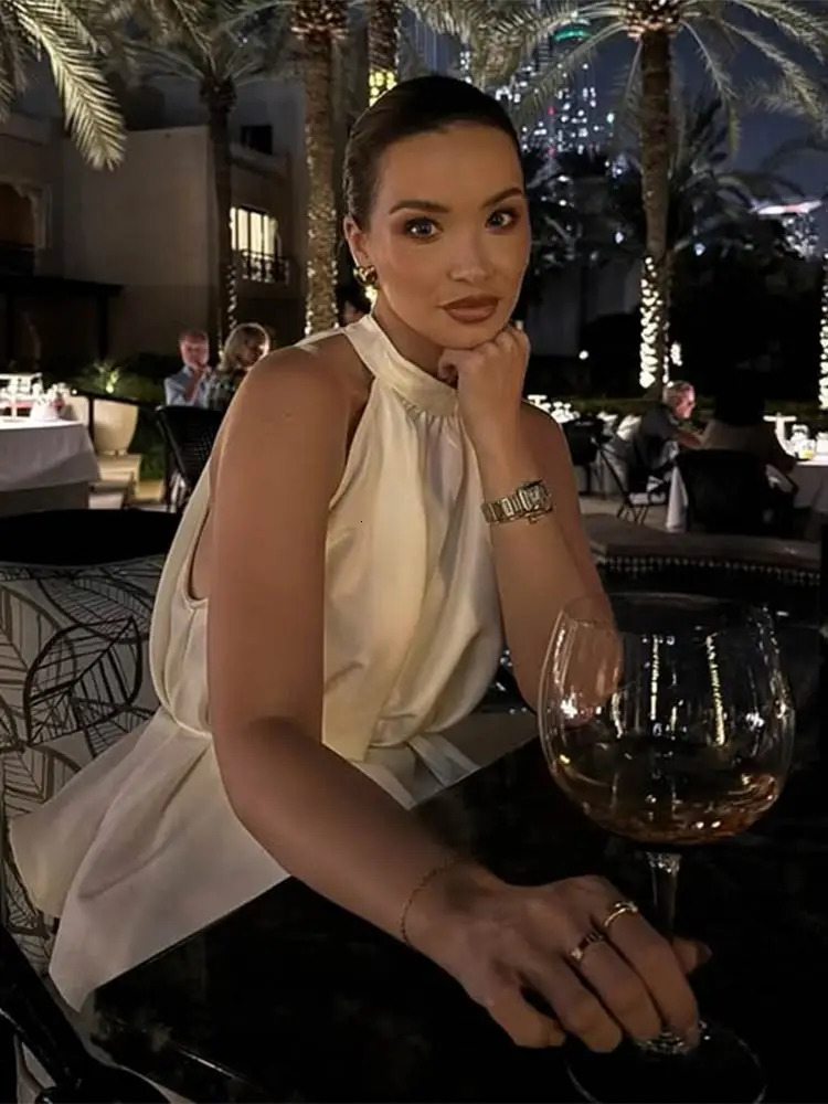 Elegant vest top pants set womens strapless sleeveless waistband vest loose Trouser set womens 2-piece spring fashion set 250415