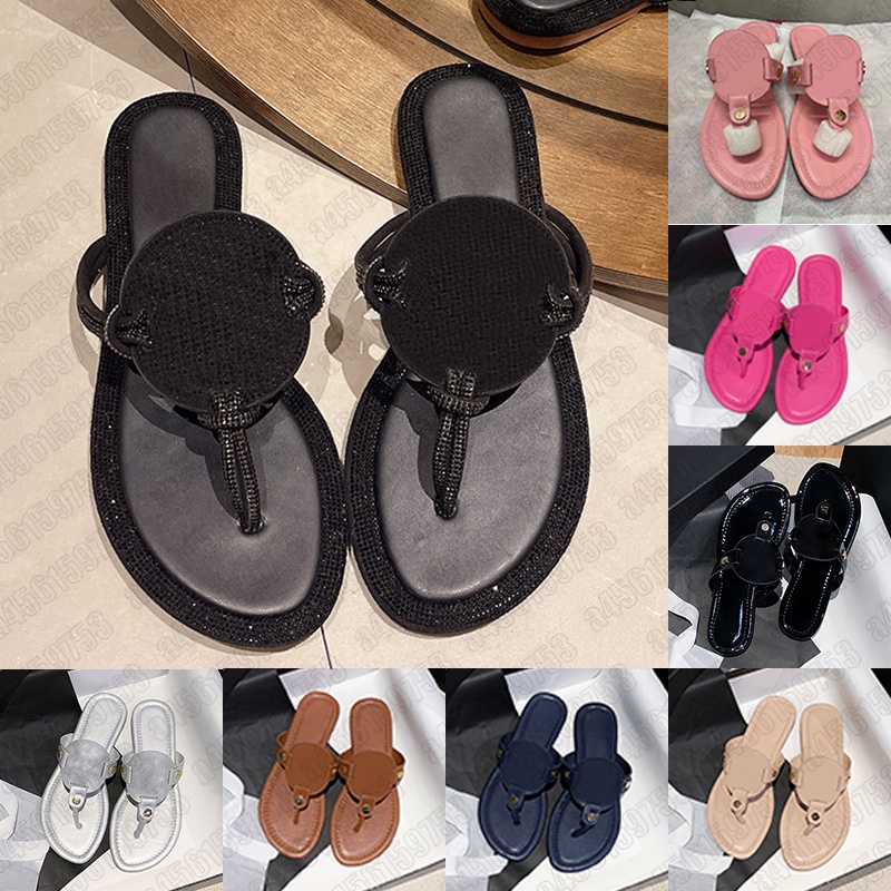 free shipping designer slippers women platform sandals diamond sparkling slides shoes patent leather black brown womens parkly flip flops summer beach sandles