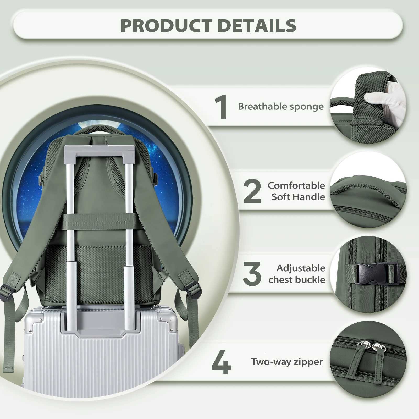 Cabin Airplane 40x20x25 Travel Backpack Anti Theft Backpack 156inch Portable Backpack Notebook Bag Men Casual Hiking BackpackW251114