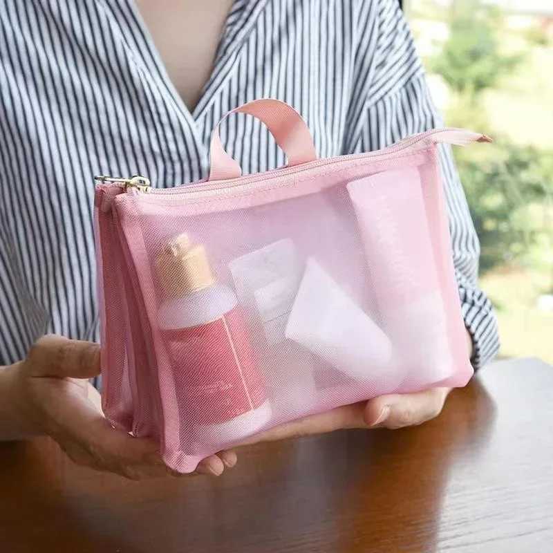 Three layer travel zipper wing storage bag net box cosmetic bag transparent lipstick cosmetic bagXJ250415