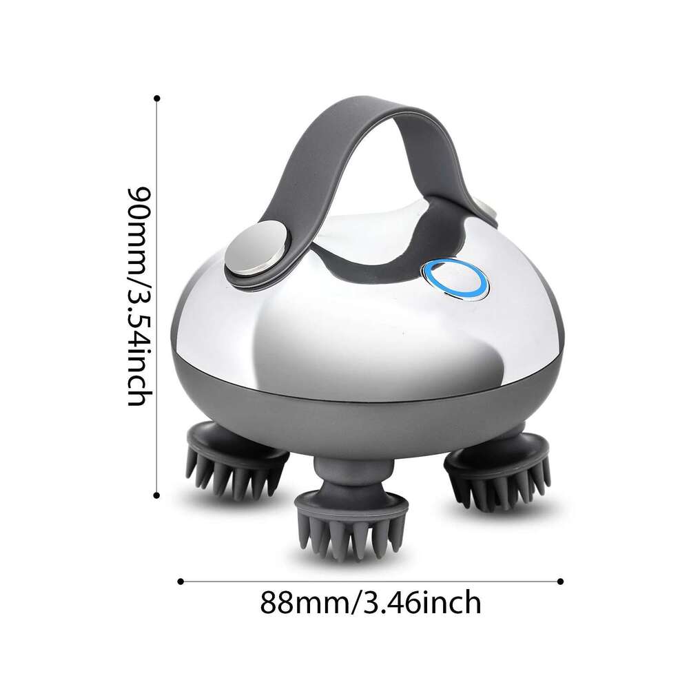 Portable Head Massager with 8 Silicone Massage Heads Scalp Kneading Vibrating Device USB Charging for Hair Growth Stress Relax