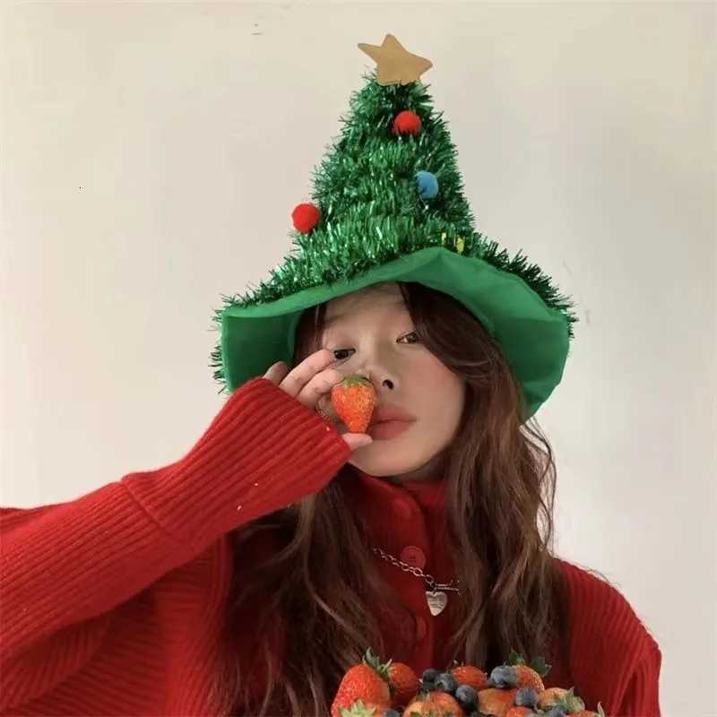 Christmas Tree Hat Non-Woven Rain Silk Hat Merry Christmas Home Decor Xmas Ornaments Navidad Party Supplies Happy New Year Y251115