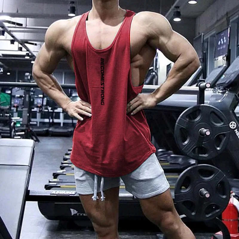 Mens bodybuilding vest gym fitness sleeveless shirt pure cotton clothing fashionable underwear American sports 250407