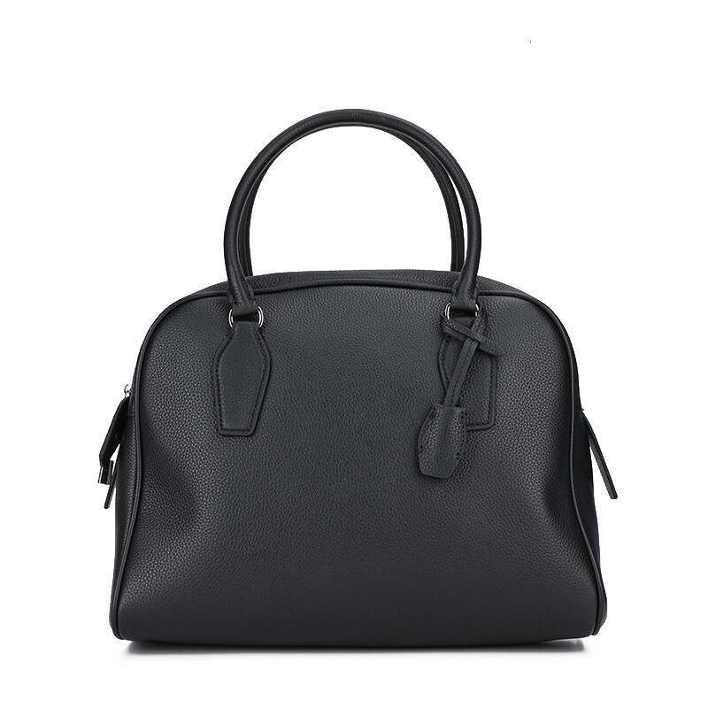 Mm Women's Bags First Layer Cowhide Minimalist Boston Bowling Tote High-End Leather Women's Bag, Large Capacity Pillow Bag