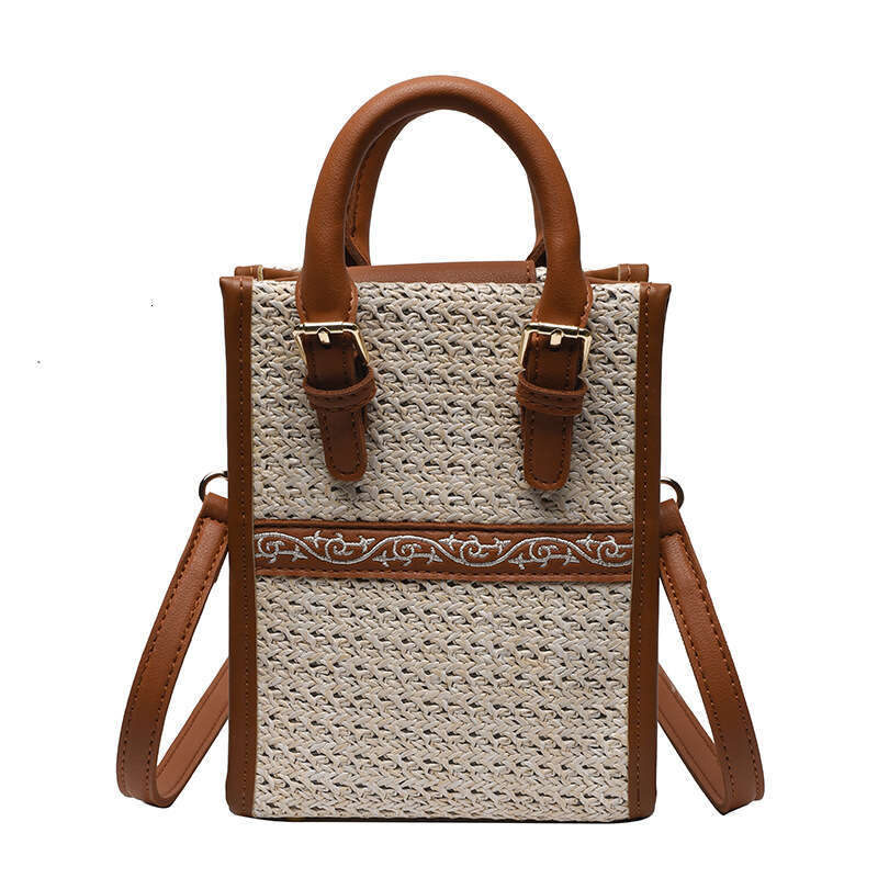 Handmade Beach Bag Ethnic Style One Shoulder Hand-Held Grass 2025 Summer New Personalized Outfit Travel Vacation Embroidered Thread Woven Women's