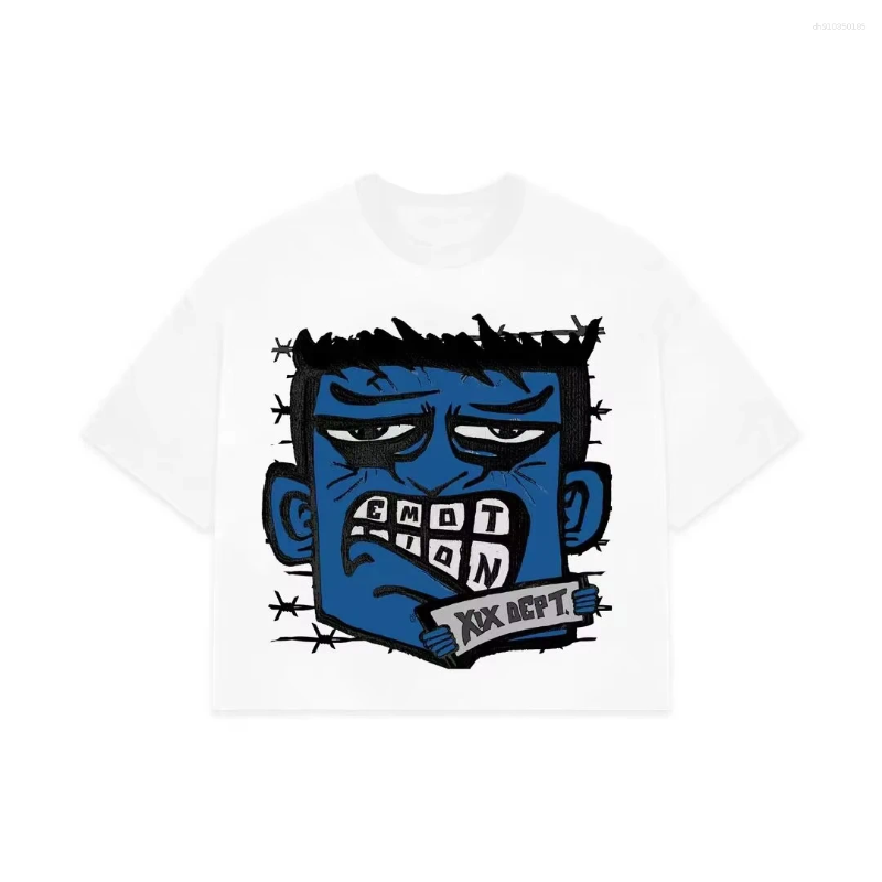Mens T Shirts American Retro Skull Hip-hop And Womens Loose Trendy Brand Casual Street Cotton Heavy Short-sleeved Printed T-shirt