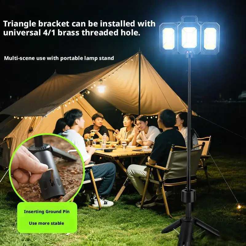 Solar Powered Camping Lantern Extendable Foldable High Lumen Strobe Light Outdoor Emergency Handheld Illuminat M251115